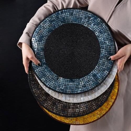 Western Food Placemat Luxury Home Hotel Insulation Pads Dining Table Handmade Beaded Placemat Kitchen Cup Pads Tableware Coaster