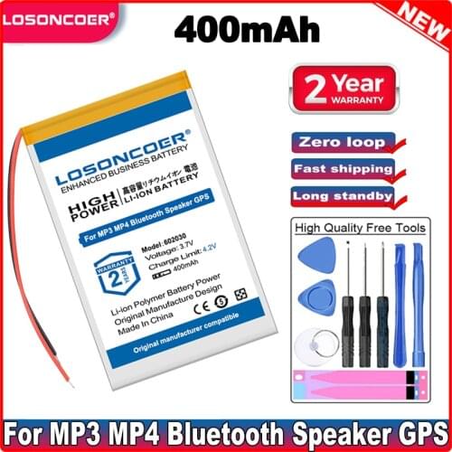 LOSONCOER 3100mAh 602030 Battery Bluetooth MP3 Wireless Card Audio Recorder Li-ion Cell Batteries