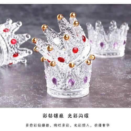 Multifunctonal crown shaped crystal glass tealight candle holder