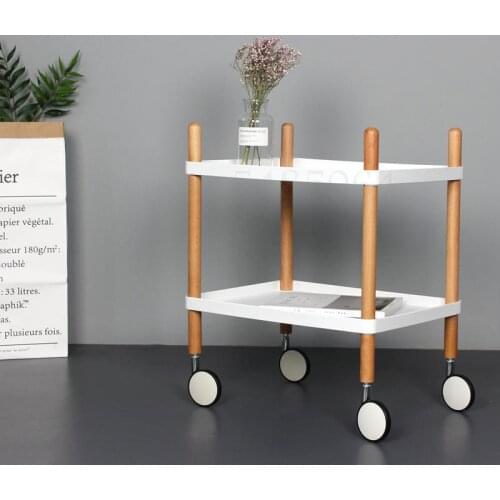 Nordic Ins Wind Mobile Dining Car Home Living Room Sofa Solid Wood Coffee Table Side Table Rack Danish Trolley