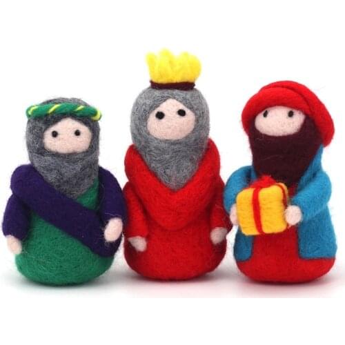 3 Pcs Lovely Doll Needle Felting Kit for Beginner Wool for Felting Craft Kits Doll Kit DIY Set 10cm Height English Instruction