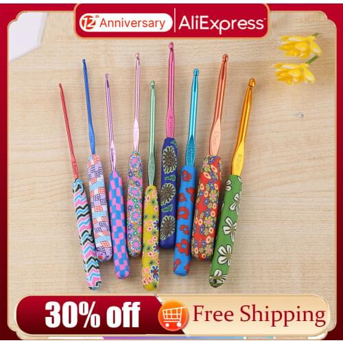 9/8pcs Sewing Hand Crochet Hook Set Kit Ceramic Handle Needles Aluminum Crochet Hooks Set for Weaving Sewing Braid Dropshipping