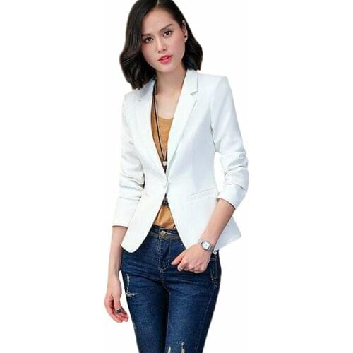 Pure Color Women Suit Blazer Coat White Green Black Slim Ladies Office Jacket Fashion Casual Top Jaqueta S M L XL XXL XXXL