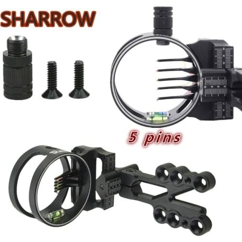 1Pc Compound Bow Sight 5 Pin 0.019" Optical Fiber Pin Adjustable Bow Sights For Outdoor Training Shooting Archery Accessories