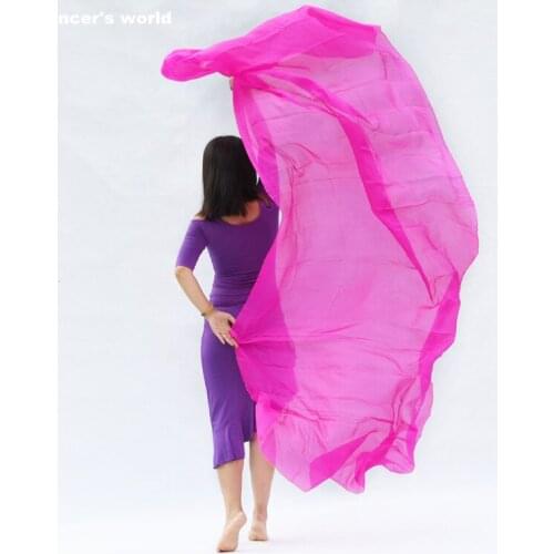Wholesale belly dance veil girls silk hot pink veil women belly dance accessories dancers belly dance performance veil M/L