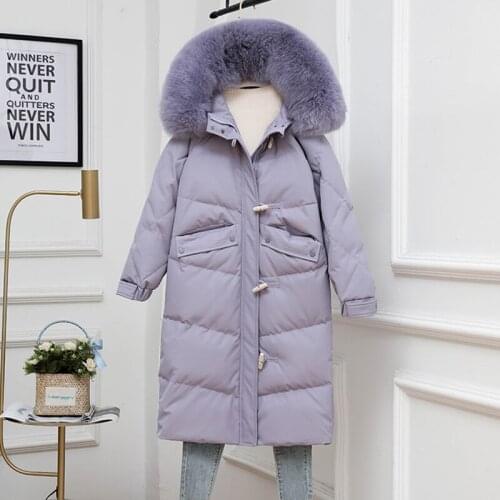 Aibeauty New Winter Down Parkas Real Fox Fur Hooded Jacket Warm Coat Fashion Large Fur Collar White Duck Down Parkas