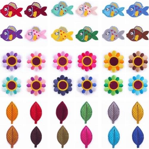 Embroidered Patch Cute Cartoon Flower Leaf Patch Iron On Patches On Clothes Colorful Fish Patches Patches For Clothes Stripes