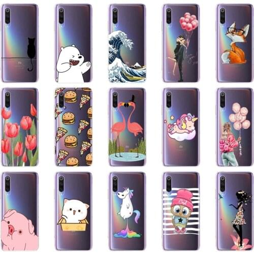 For Xiaomi mi 9 Case Transparent Clear Cute Cartoon Soft TPU silicon Phone Cover for Xiaomi mi 9 SE Cases