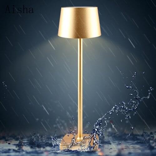 LED Aluminum Alloy Waterproof Desk Lamp Touch Dimming Rechargeable Metal Table Lamps for Bar Living Room Reading Book Light
