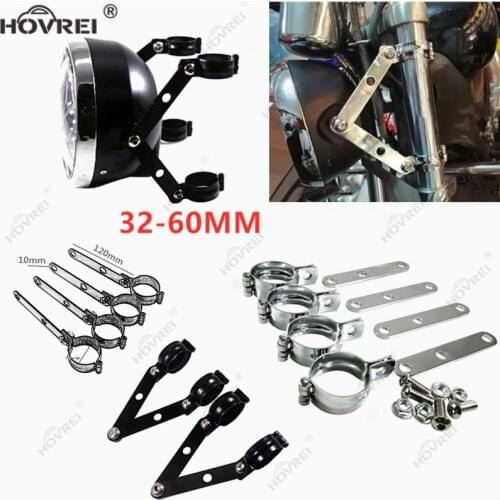 32-60mm universal Headlight Bracket Motorcycle Mount brackets Support Head Lamp Adjustable Fork Clamp For Harley Suzuki honda