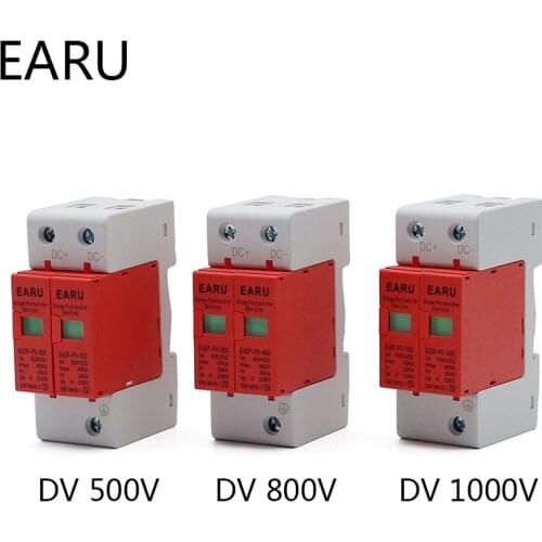 SPD DC 500V 800V 1000V 2P 20~40KA Surge Protection Device Arrester Low Voltage House 2 Poles Surge Protector for PV Photovoltaic