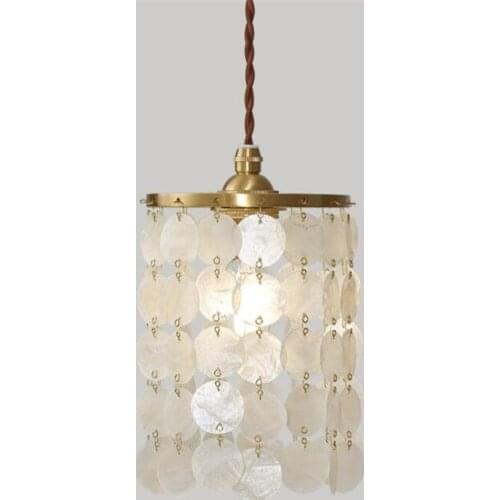 Vintage Shells Copper Drop Lamp Loft Retro Country Handmade Shells Suspension Pendant Light 2098