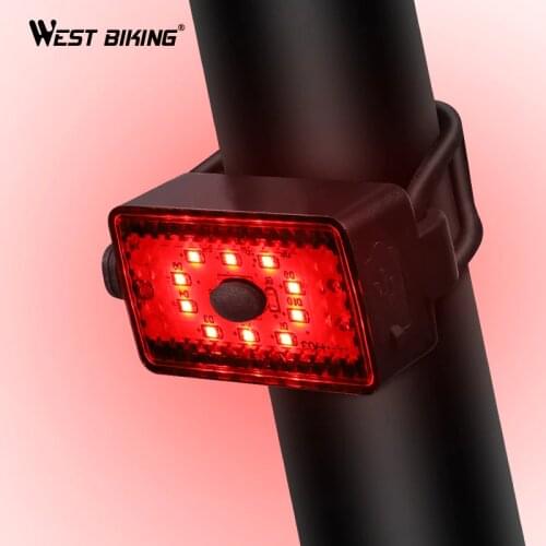 WEST BIKING Mini Bicycle Tail Light Bike Rear Light USB Rechargeable Flashlight Safety Warning Lights 5 Mode Cycling Taillight