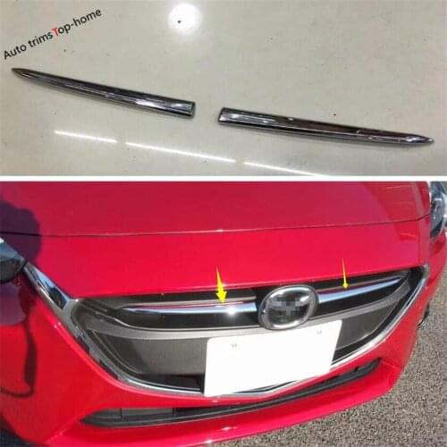 Yimaautotrims Exterior Refit Kit Fit For Mazda 2 Demio 2015- 2019 ABS Chrome Front Grille Grill Decoration Strip Cover Trim