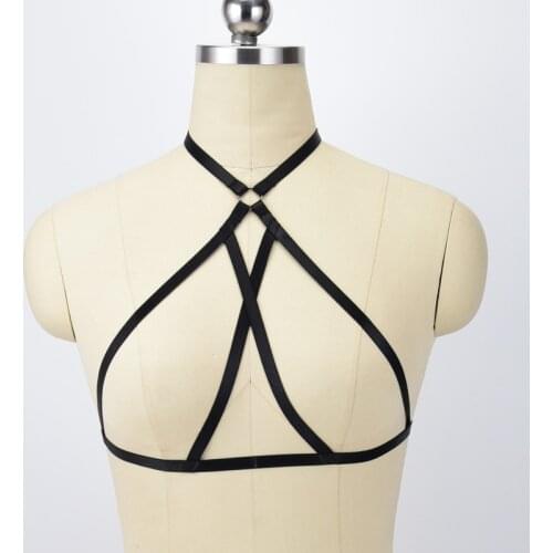 Womens Fetish Goth Harness Bra fashion Body Harness Harajuku Bondage Harness Lingerie Open Chest Cage Harness Lingerie
