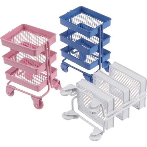 1:12 Dollhouse Miniature Shelf Bookshelf With Wheels Storage Display Rack Dollhouse Furniture Accessories