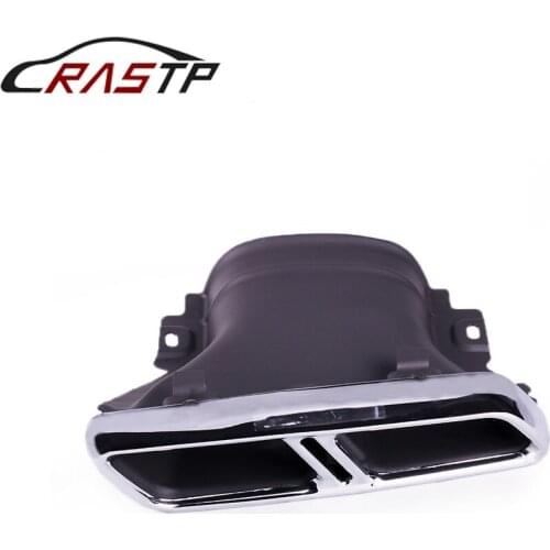 RASTP- 1 Pair 304 Stainless Steel Exhaust Pipe Muffler Tips Square Exhaust Tips for Benz E-Class W213 with logo RS-CR2010