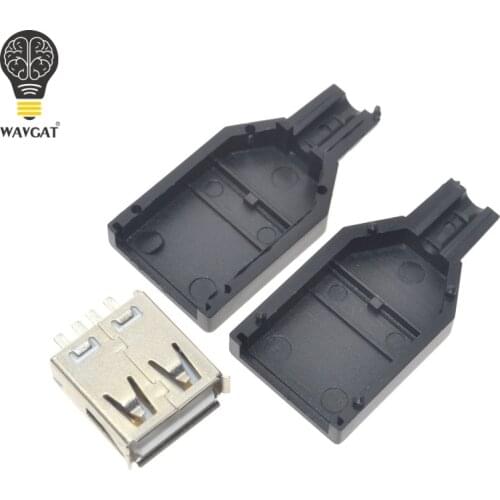 Suq New 10pcs Type A Female USB 4 Pin Plug Socket Connector With Black Plastic Cover