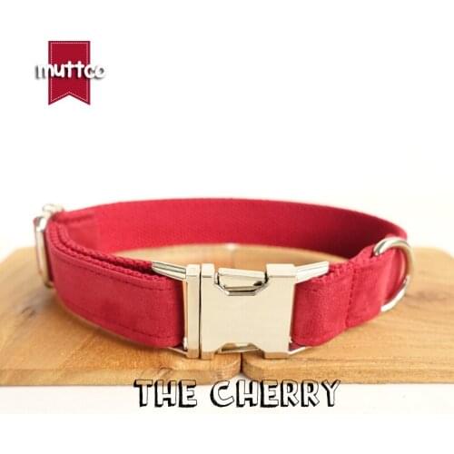 10pcs/lot MUTTCO wholesale particular self-design ductile beefy dog collar THE CHERRY solid red dog collars 5 sizes UDC020