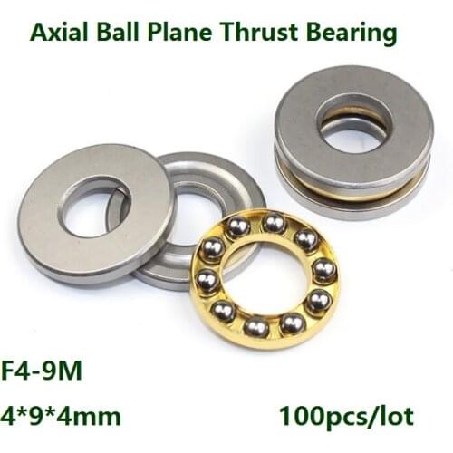 100pcs/lot F4-9M 4×9×4mm High Quality Axial Ball Plane Thrust Bearing Mini plane thrust ball bearing 4*9*4mm