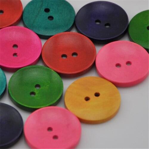 20 pcs Mix Round Wood Buttons 2Holes Sewing Crafts Accessories WB154
