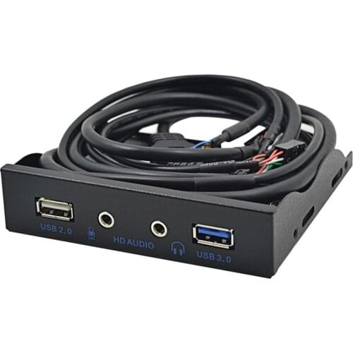 200pcs/lot 20Pin 4 Ports USB 2.0 USB 3.0 Hub HD Audio Earphone Jack Mic Interface PC 3.5" Floppy Bay Front Panel Adapter