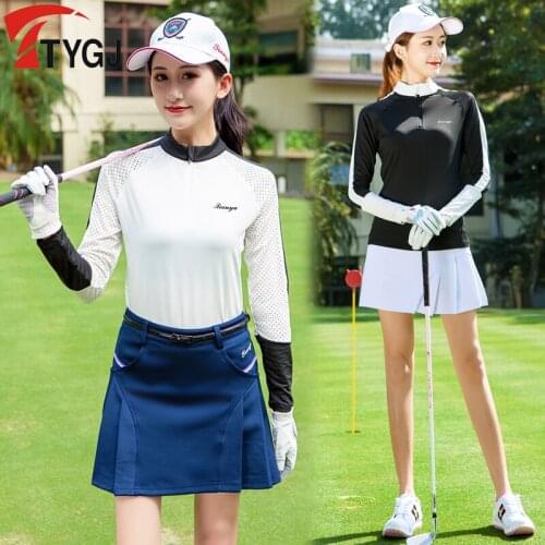 2020 Golf Clothing Women Breathable Golf Shirts Spring Autumn Sun Protection Ladies Long Sleeve Shirts Sports Mesh Golf Apparel