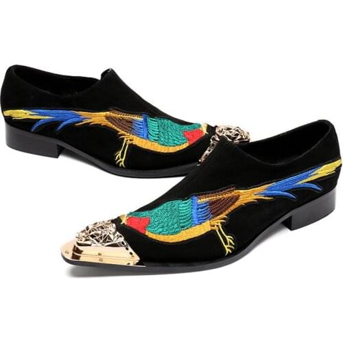 2020 New Fashion Cool Designer Style Business Shoes Metal Toe Mens Genuine Leather Slip On Loafers Formal Shoes Plus Size 37-46