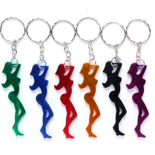 300pcs creative beauty shaped beer bottle opener aluminum alloy opener with key chain multicolor randomly send WB1444