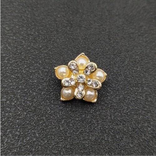 50pcs Flower Pearl Crystal Rhinestone Appliques Buckle strass Flatback Brooch Wedding Dress Ornament Hairpin Hair Clip Decor