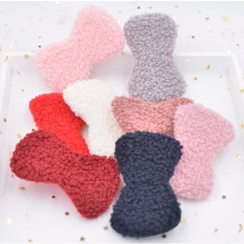 8Pcs Soft Teddy Plush Padded Bow Tie Applique for Clothes Hat Sewing Supplies DIY Headwear Hair Clips Headband Decor Patches S97