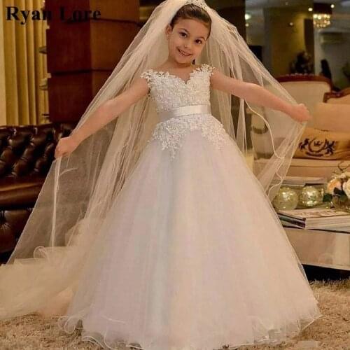 White/Ivory Flower Girl Dresses Princess Dress For Weddings Party Lace First Communion Dress Special Occasion Pageant Dress