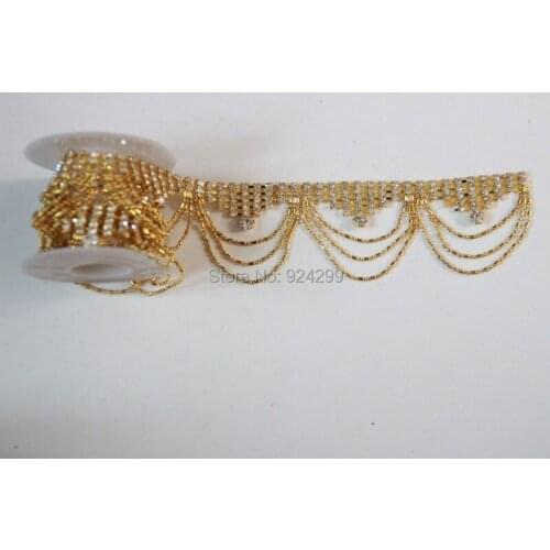 Free Shipping 5 yards Crystal Rhinestone Trim, Rhinestone Applique, Bridal Applique,Wedding Applique,Rhinestone Chain LSRT11216