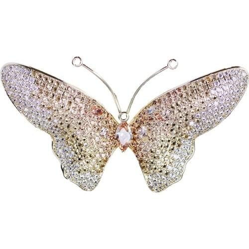 Butterfly Shape Pin for Womens Zicon Brooch Pink Gold Jewelrys Clothes Scarf Buckle Garment Accessories Pearl Jewelry Gem Gifts