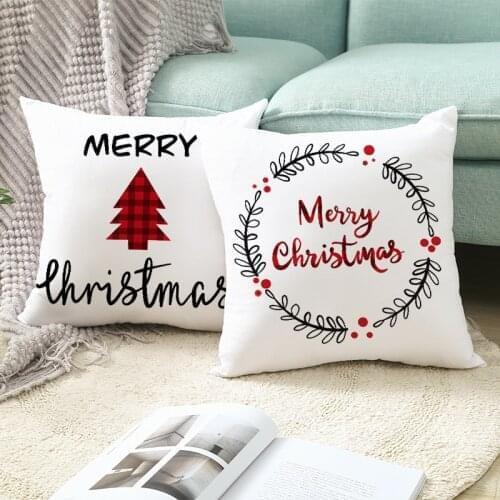 45*45cm Christmas Throw Pillow Case Cushion Cover Decorations for Home Sofa Pillowcase Pillow Cover New Year Xmas Decor Ornament