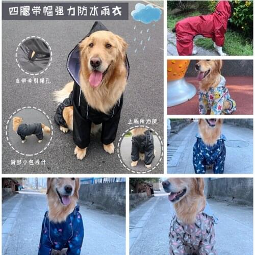 TOMEPETS Dog raincoat lightweight waterproof dog poncho golden-retriever rain jacket rain gear with reflective belts big dog