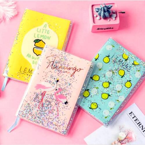 1 Piece Kawaii Flamingo Unicorn Cartoon Bling Bling Notebook Planner Journals Daily Weekly Plan Handbook School Stationery