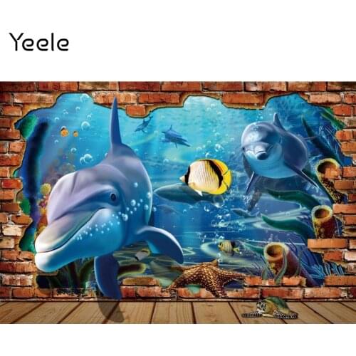 Yeele Baby Shower Photocall Backdrop Wood Floor Dolphin Aquarium Portrait Decor Background Photographic Photography Photo Studio