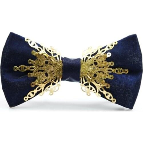 High Quality 2020 New Fashion Mens Bowties Designers Brand Gold Metal Inlaid Vintage Gothic British Sequins Bow Ties for Men