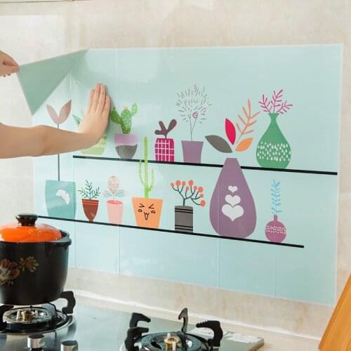 Kitchen Stickers Home Decor Aluminum Foil Self Adhesive Waterproof Oil Proof Sticker Wallpapers Kitchen Stove Cabinet Art Decals