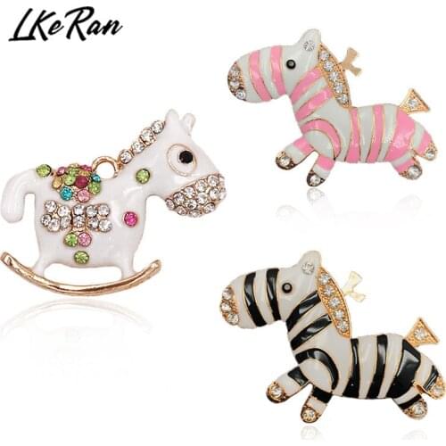 LKERAN 5Pcs/lot 3 Styles Cute Zebra Alloy Crystal Decorative Buttons DIY Pendant Alloy Coated Enamel Ornaments Accessories