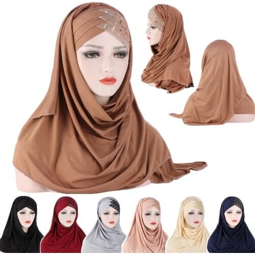 Milk Silk Muslim Cap Plain Islamic Scarf Head Wraps Headband Underscarf Turban Hats Malaysia Baotou Caps Sequins Hair Wrap Scarf