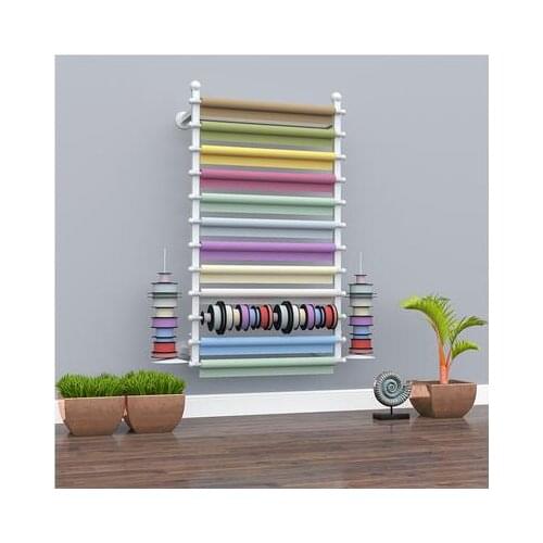 Wall hanging floral art, flower wrapping paper, ribbon and ribbon on the shelf wall flower shop hanging brocade flag scarf displ