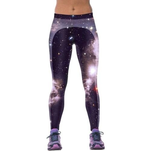 New Grey Galaxy Printing Fitness Running Pants Plus Size Blue Space Gym Leggings 3 Patterns