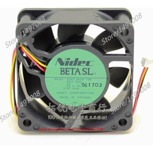 Nidec D06T-24TH 13B RH7-1289 DC 24V 0.07A 60x60x25mm Server Cooling Fan
