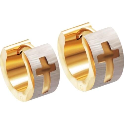 Wholesale 4 Colors Fashion 316L Stainless Steel Jewelry Cross Wedding Earrings for women mens jewelry