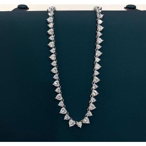 Luxury 100% 925 Sterling Silver Necklaces For Women Full High Carbon Diamond Hearts Necklace Pendant Bridal Noble Fine Jewelry
