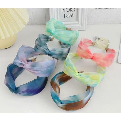 PROLY New Fashion Soft Tie Dye Cloth Headband For Women Cross Knot Headwear Spring Summer Turban Casual Hair Accessories