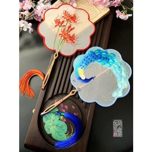 Silk Fan Embroidery Dance Two-sided Embroidery hand fans wedding favors and gifts Chinese style vintage suzhou Fan