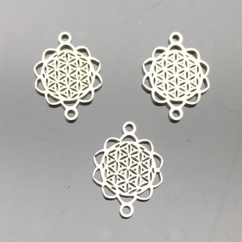 Hollow filigree Flower Connector Stainless Steel Connectors 10pcs Necklace Bracelet Earrings Diy Jewelry Making Findings